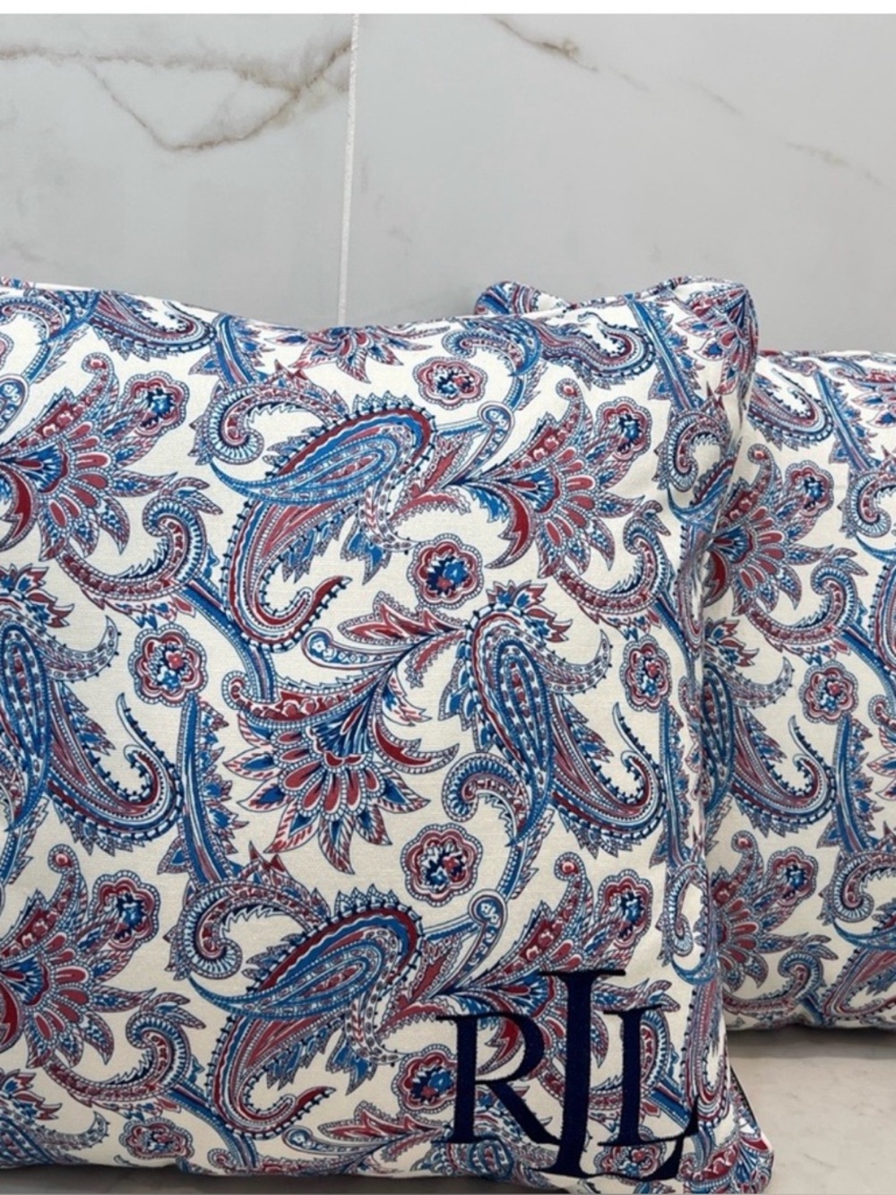 NWOT Lauren Ralph Lauren Indoor Outdoor Throw Pillows
Blue/Pink Paisley 18" X 18